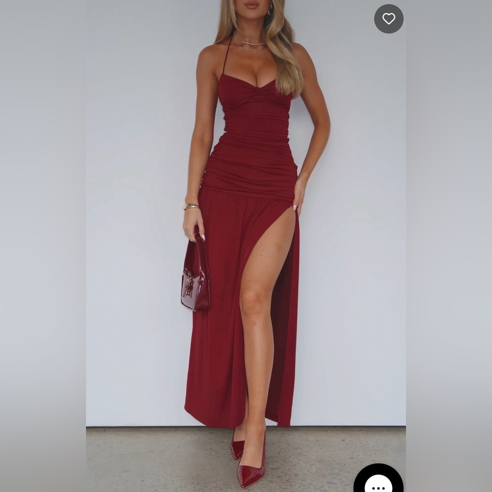 White Fox Boutique Sweet Skies Maxi Dress Burgundy